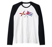 Florida Cuba Crossed Flags Floridian Cuban Heritage Raglan Baseball Tee