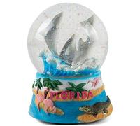 Florida Dolphins 100mm Resin Glitter Water Globe Plays Tune Sunshine on My Shoulders