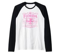 Florida Est 1845 The Sunshine State Vintage Coastal Beach Raglan Baseball Tee