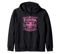 Florida Est 1845 The Sunshine State Vintage Coastal Beach Zip Hoodie