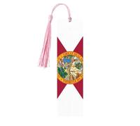 Florida Flag 5 Pc Artistic Bookmark Set for Women, Tassel Wooden Bookmarks Study Supplies