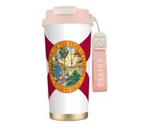 Florida Flag Double Wall Stainless Steel Vacuum Insulated Travel Mug with Splash-Proof Lid Perfect for Camping & On-The-Go