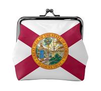 Florida flag print Cute Buckle Coin Purses Vintage Pouch Kiss lock Change Purse Wallets for Women Fashion, Black, One Size, Vintage