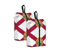 Florida Flag Print Waterproof Shoe Bag Travel Bag with Carry Strap Storage Bag Versatile Cosmetic Bag-2pcs