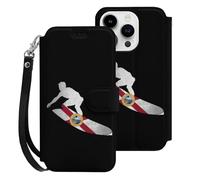 Florida Flag Skiers Mobile Phone Front Flip Cases Compatible with iPhone 15/15 Plus/15 Pro/15 Pro Max Anti-Scratch Covers