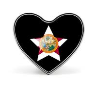 Florida Flag Star Heart Badge Pin Metal Reel Pins Memorial Brooch Button Lapel Pins for Backpack Wedding