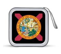 Florida Flag Trendy CD Case Hard Plastic Portable DVD Storage Binder Wallet for Car Home Office