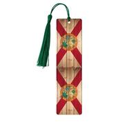 Florida Flag Wood Grain 5 Pc Artistic Bookmark Set for Women, Tassel Wooden Bookmarks Study Supplies