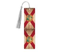 Florida Flag Wood Grain 5 Pc Artistic Bookmark Set for Women, Tassel Wooden Bookmarks Study Supplies