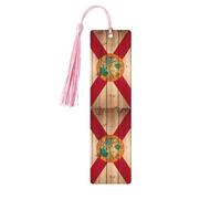 Florida Flag Wood Grain 5 Pc Artistic Bookmark Set for Women, Tassel Wooden Bookmarks Study Supplies