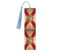 Florida Flag Wood Grain 5 Pc Artistic Bookmark Set for Women, Tassel Wooden Bookmarks Study Supplies