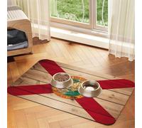 Florida flag wood grain print Cats Pet Bowl Placemat Pet Feeding Mats for Dogs, Non-Slip PU Leather Tablecloth for Pets