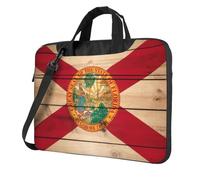 Florida Flag Wood Grain Print Ultra-Thin Portable Laptop Bag Briefcase Working Business Casual Shoulder Bags