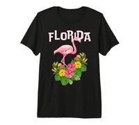 Florida Flamingo Miami Tropical Plant Beach Vibes Souvenir Premium T-Shirt