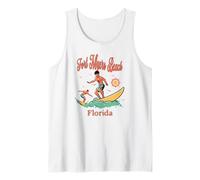 Florida Fort Myers Beach FL Surfer Surfing Fishing Boardwalk Tank Top