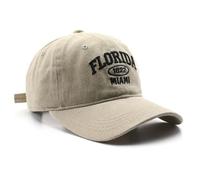 Florida Hat Distressed Vintage Basebal Cap Cotton Sun Hat Trucker Cap, Beige, M/L