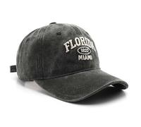 Florida Hat Distressed Vintage Basebal Cap Cotton Sun Hat Trucker Cap, Black, M/L