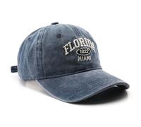 Florida Hat Distressed Vintage Basebal Cap Cotton Sun Hat Trucker Cap, Blue, M/L