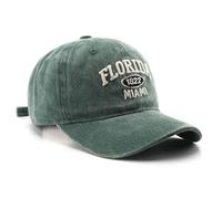 Florida Hat Distressed Vintage Basebal Cap Cotton Sun Hat Trucker Cap, Green, M/L