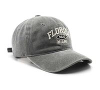Florida Hat Distressed Vintage Basebal Cap Cotton Sun Hat Trucker Cap, Grey, M/L