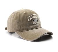 Florida Hat Distressed Vintage Basebal Cap Cotton Sun Hat Trucker Cap, Khaki, M/L