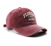 Florida Hat Distressed Vintage Basebal Cap Cotton Sun Hat Trucker Cap, Red, M/L