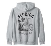 Florida Heron Shirt Vintage Sunset Scene The Sunshine State Zip Hoodie