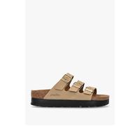 Florida III Pap Flex Platform Sandcastle Nubuck Leather Mules - Beige Suede / 41