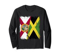 Florida Jamaica Half Flag Floridian Jamaican Heritage Long Sleeve T-Shirt
