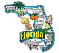 Florida Jumbo State Magnet by Classic Magnets, 4" x 4", Collectible 3D Rubber Vintage-Style Souvenirs and Gifts Made in The USA
