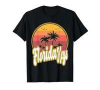 Florida Keys Beach Retro Sunset Value Graphic T-Shirt, Men, Black, L