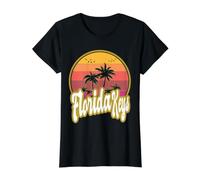 Florida Keys Beach Retro Sunset Value Graphic T-Shirt, Women, Black, XL