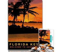 Florida Keys Jigsaw Puzzles for Adults 1000 Piece,for Educational Game Challenge Toy for Is Ideal As A Gift for The Whole Family 38x26cm