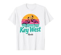 Florida Keys Key West Flamingo Striped Sunset Retro Design T-Shirt