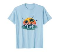 Florida Life: Tropical Paradise Sunset Beach T-Shirt, Men, Baby Blue, S