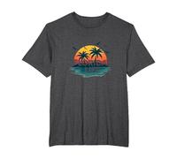 Florida Life: Tropical Paradise Sunset Beach T-Shirt, Men's Big and Tall, Dark Heather Grey, 3X Tall
