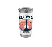 Florida Lighthouse Sunset Birds Key West Stainless Steel Insulated Tumbler