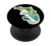 Florida Map Colorful Illustration for Travel Enthusiasts PopSockets Adhesive PopGrip