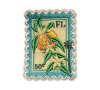 Florida Orange Stamp Fl 50¢ Patch 3 Inches State Flower Series Travel Lover Vintage Travel Stamps Iron On/Sew On Embroidery Fabric Applique Patches for Backpack Vest Hat Dog Harness Gifts Mom Dad