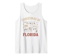 Florida Outline Shirt Christmas Map Lights Holiday Beach Tank Top