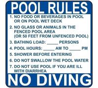 Florida Pool Rules No Food Or Beverages In Pool Street Metal Warning Sign Square Sign 12x12 inches