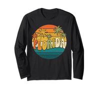 Florida Retro Vintage Sunset Palm Tree 70s 80s Vacation Long Sleeve T-Shirt