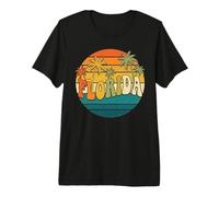 Florida Retro Vintage Sunset Palm Tree 70s 80s Vacation Premium T-Shirt