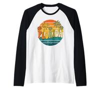 Florida Retro Vintage Sunset Palm Tree 70s 80s Vacation Raglan Baseball Tee