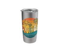 Florida Retro Vintage Sunset Palm Tree 70s 80s Vacation Stainless Steel Insulated Tumbler