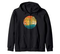 Florida Retro Vintage Sunset Palm Tree 70s 80s Vacation Zip Hoodie