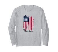Florida Ripped Torn Worn Ragged Tattered USA American Flag Long Sleeve T-Shirt