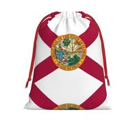 Florida State Flag Christmas Drawstring Gift Bags Large Size Xmas Goody Wrapping Bags Valentine Favors Party
