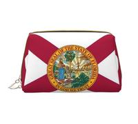 Florida State Flag Leather Hand-Held Zipper Makeup Bag Pen Case Stationery Box Lipstick Pouch Toiletry Bag
