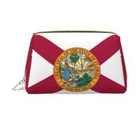 Florida State Flag Leather Hand-Held Zipper Makeup Bag Storage Bag for Miscellaneous Items Pen Case